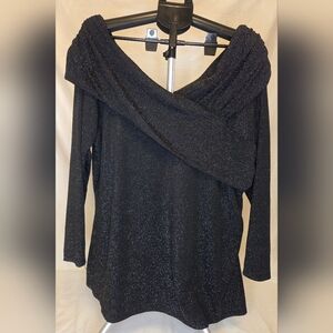 Lane Bryant Shimmery Black Off‑Shoulder Women's Sweater